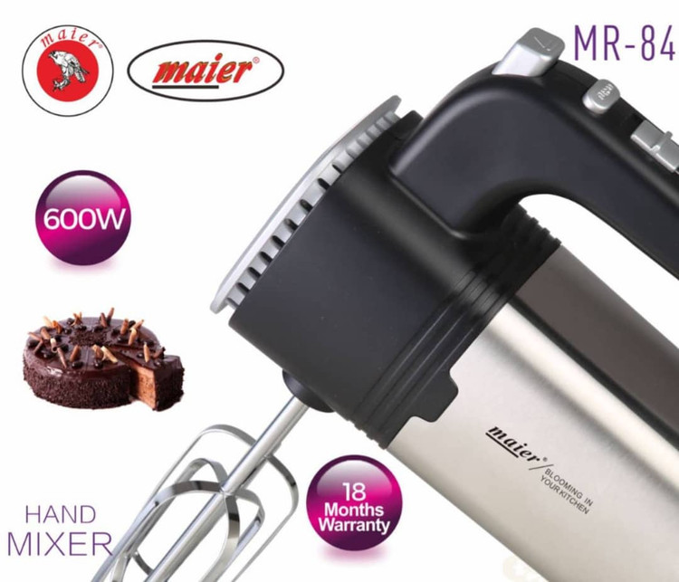 همزن دستی مایر MR-84 با توان ۶۰۰ وات و عملکرد توربو برای مخلوطکردن مواد غذایی