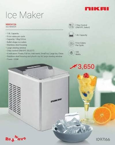 خرید یخساز رومیزی نیکای مدل NIM2412A با انتخاب سایز یخ کوچک و بزرگ