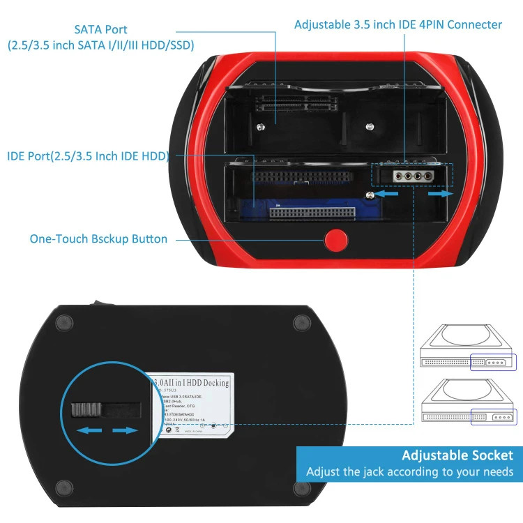 داک هارد دوگانه IDE و SATA مدل TCCMEIBIUS TCC-S862