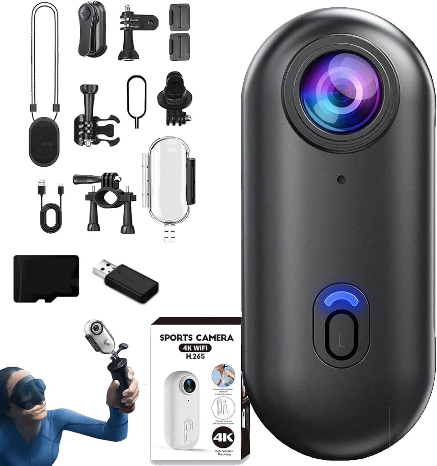 ابعاد کوچک و طراحی قابل حمل دوربین ورزشی 4K H.264 برای استفاده روزمره